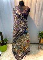 Soft Cotton Purple Traditional Wear Printed Saree